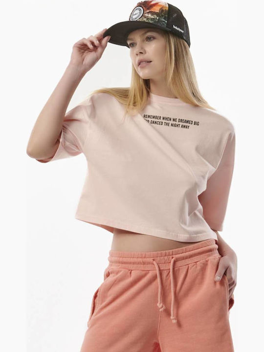 Bluza Damă Sport Oversized Crop Tricou Roz