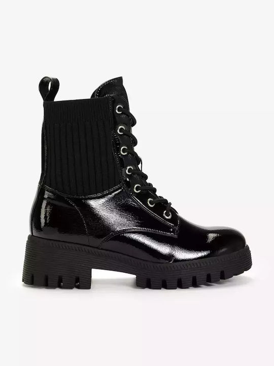Stiefeletten Damen aus Lackleder Schwarz