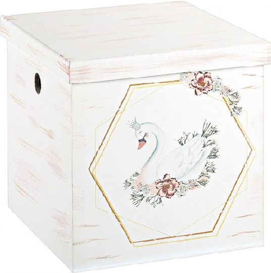 Novaker Baptism Cloth Box Swan Made of White Wood