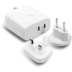 Native Union Încărcător Fără Cablu GaN cu 2 Porturi USB-C 67W Livrarea energiei Albς (FAST-PD67-WHT-INT)