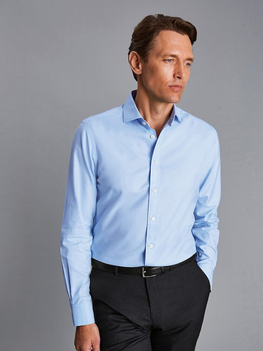 Charles Tyrwhitt Men's Shirt Long Sleeve Cotton Light Blue
