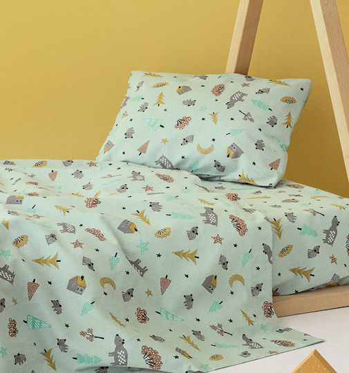 Palamaiki Floufi Set Baby Bettlaken Für Wiege Baumwolle Türkis 80x110cm 2Stück