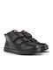 Runner Four Lederne Kinderstiefeletten mit Klettverschluss Schwarz