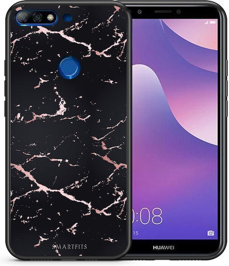Smartfits Marble Black Rosegold Задна корица Черен (Huawei Y7 2018/Y7 Prime 2018)