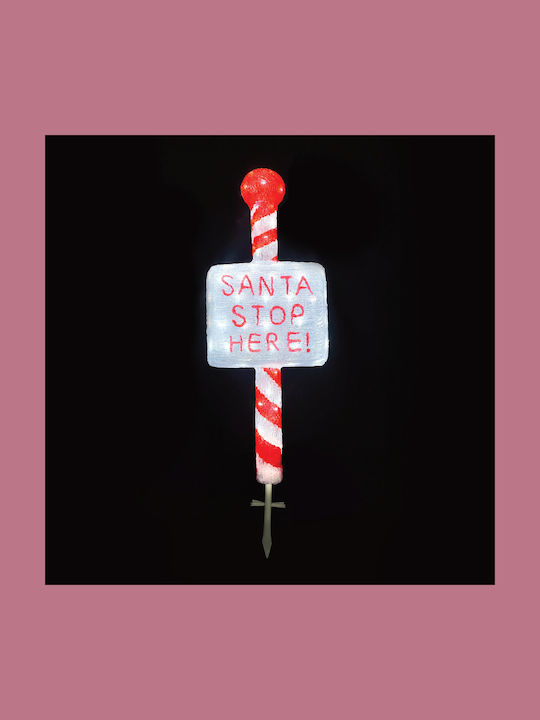 Aca Iluminată De Crăciun Plastică Figurină Semnează Albă Lungime 35cm.