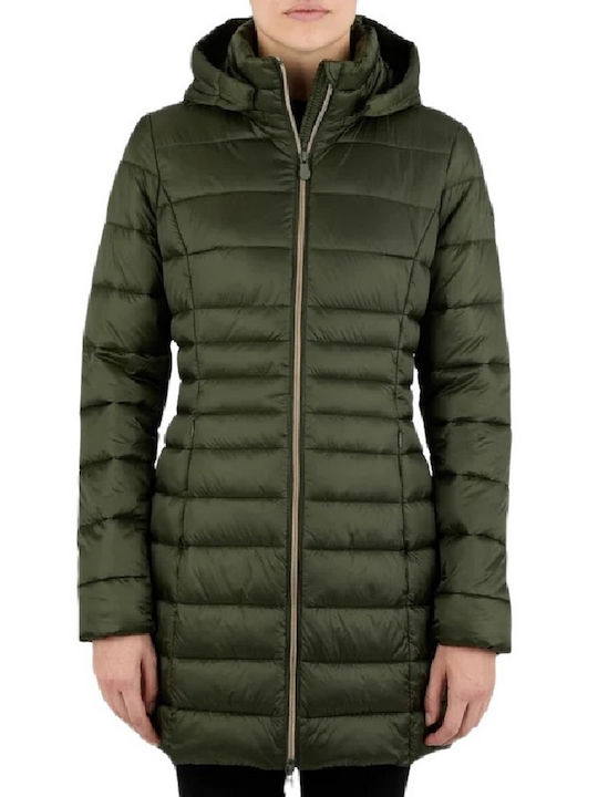 Save The Duck Reese Kurz Damen Puffer Jacke für Winter Khaki