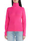 Silvian Heach Women's Long Sleeve Sweater Turtleneck Fuchsia