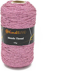 Handibrand Νήμα Πλεξίματος Μεταλλικό Ροζ 100gr