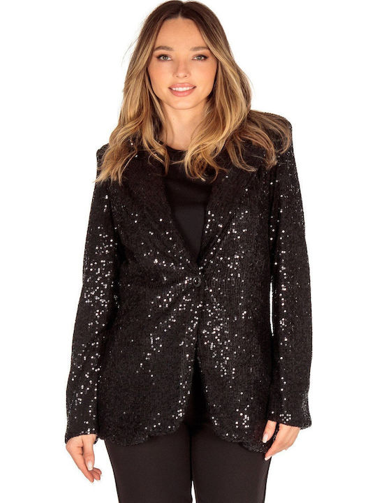 Silia D Women's Blazer Black with Sequins