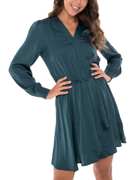 Pepe Jeans Mini Hemdkleid Satin Wickel Grün