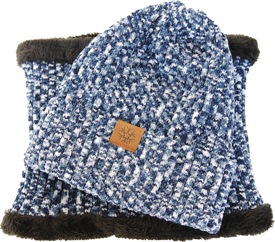 Unisex Set with Beanie Fleece - Polar Μπλε-Πολύχρωμο