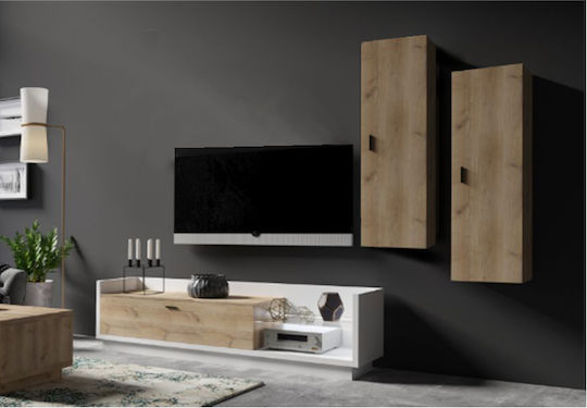 Σύνθετο Σαλονιού Talina Λευκό / Kingstone Oak Μ270xΒ48xΥ175εκ.