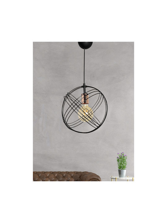 HomeMarkt Κρεμαστό Φωτιστικό Μαύρο με Ντουί E27 30x60εκ.
