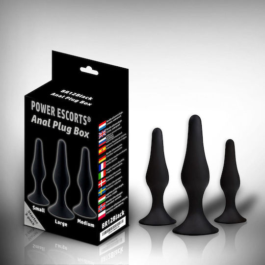 Power Escorts Anal Plug Black 3pcs