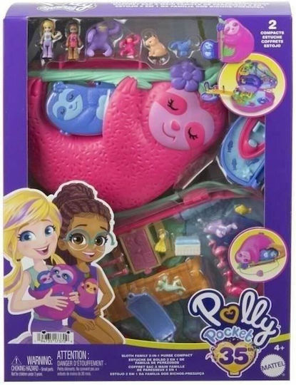 Mattel Θήκη Τσαντάκι Sloth Polly Pocket Βραδύποδας για 4+ Ετών (Διάφορα Σχέδια)