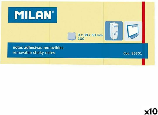 Milan Sticky Note Pads in Cube Yellow 3.8x5pcs Set of 10pcs