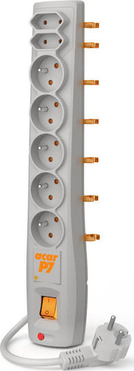 Acar P7 Steckdosenleiste 7 Positionen mit Kabel 5m Gray