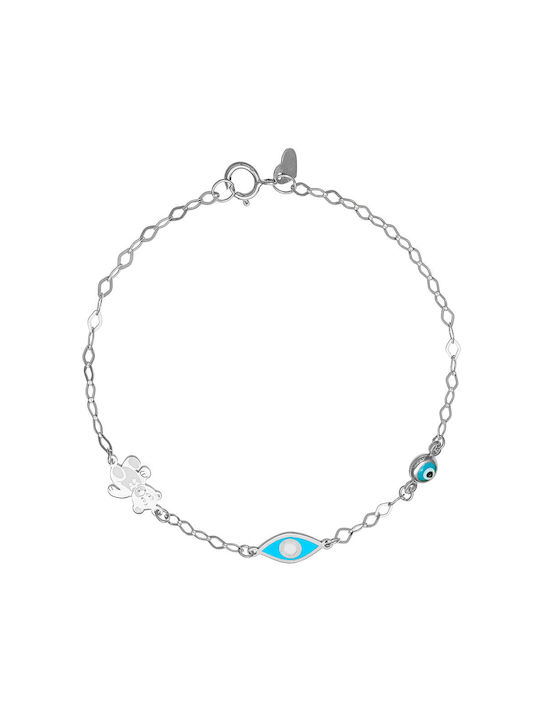 Ioannis Κόσμημα Kids Silver Bracelet with Evil Eye for Girl