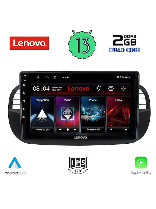 Lenovo Car Audio System for Fiat 500 2007-2015 (Bluetooth/USB/WiFi/GPS/Apple-Carplay/Android-Auto) with Touch Screen 9"