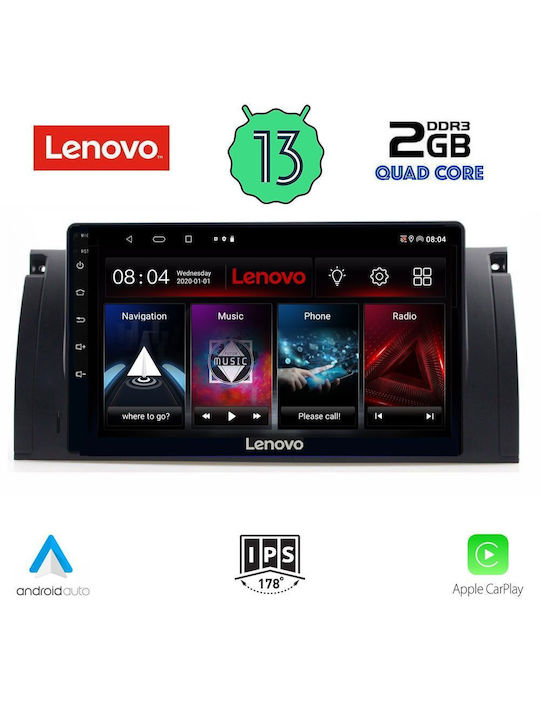 Lenovo Car-Audiosystem für BMW Serie 5 (E39) (Bluetooth/USB/WiFi/GPS/Apple-Carplay/Android-Auto) mit Touchscreen 9"
