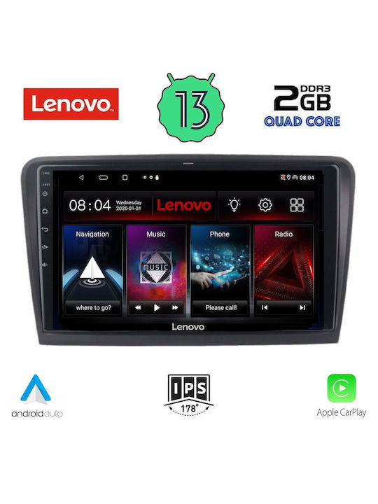 Lenovo Sistem Audio Auto pentru Skoda Rapid 2012> (Bluetooth/USB/WiFi/GPS/Apple-Carplay/Android-Auto) cu Ecran Tactil 9"