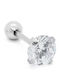 Touch Silver Steel Bar Earring