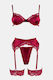 Decoro Set Sexy De Lenjerie Cu Jartiere Burgundy