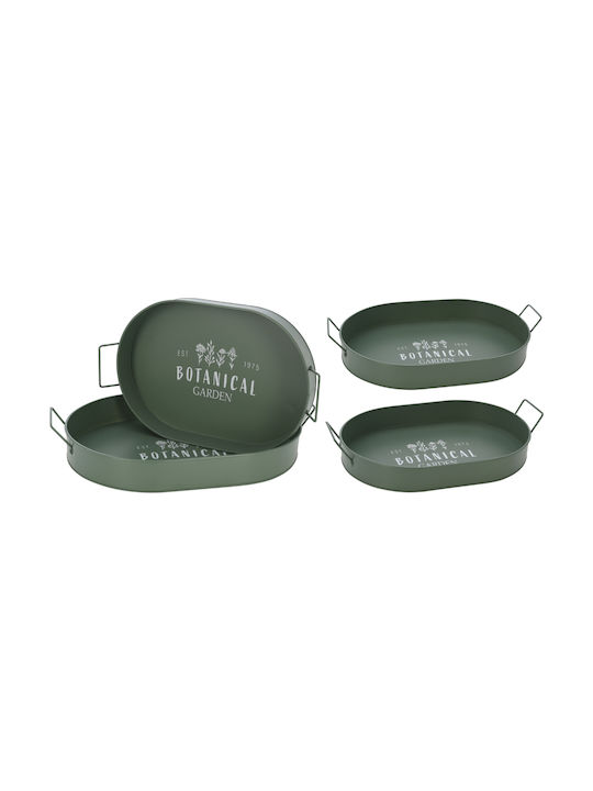 Rectangular Serving Tray with Handles in Green Color 2pcs