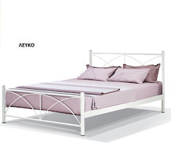8214 Κρεβάτι Ημίδιπλο Μεταλλικό Λευκό για Στρώμα 120x190cm