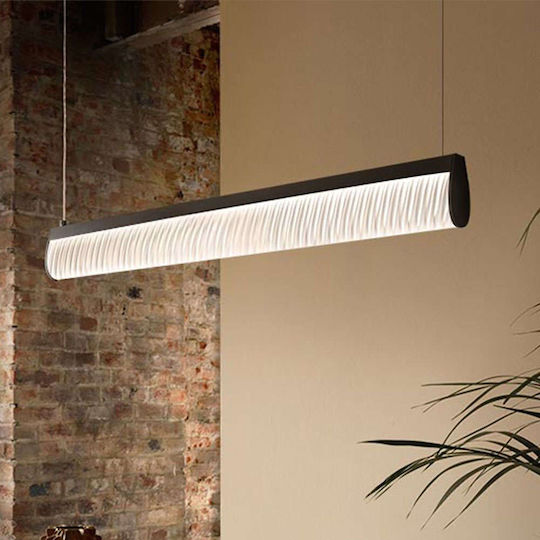 Slamp Modula Plisse Κρεμαστό Φωτιστικό Μαύρο LED με Θερμό Λευκό Φως Ράγα 96x5.5εκ.