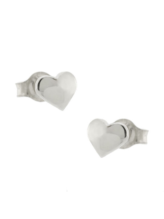 Senzio Belibasakis Kids Earrings Studs Hearts made of White Gold 9K