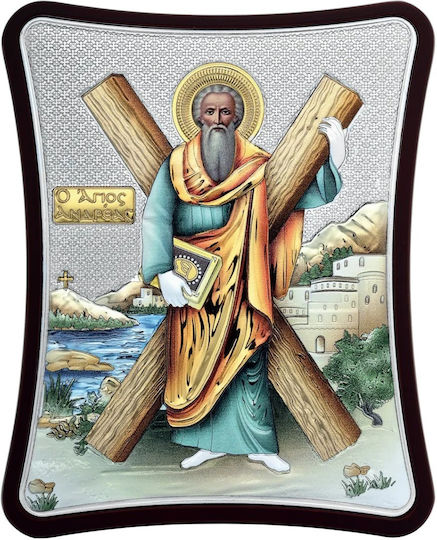 Prince Silvero Εικόνα Άγιος Ανδρέας Ασημένια 12x15εκ.