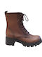 Ragazza Leather Women's Ankle Boots with Medium Heel Tabac Brown