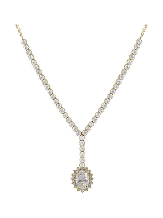 Senzio Belibasakis Necklace Rosette from Gold 14K with Zircon