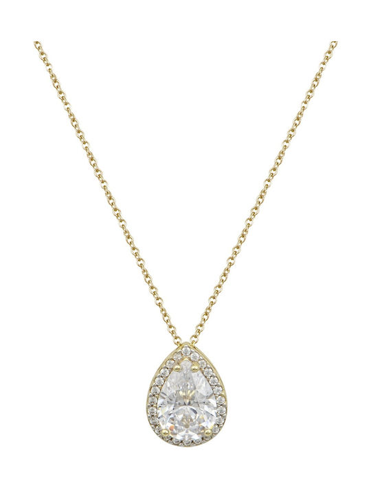 Senzio Belibasakis Necklace Rosette from Gold 9 K with Zircon