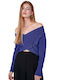 Ale - The Non Usual Casual Women's Blouse Off-Shoulder Long Sleeve Blue