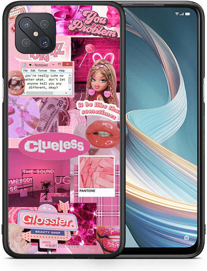 Smartfits Pink Love Umschlag Rückseite Rosa (Oppo Reno4 Z)