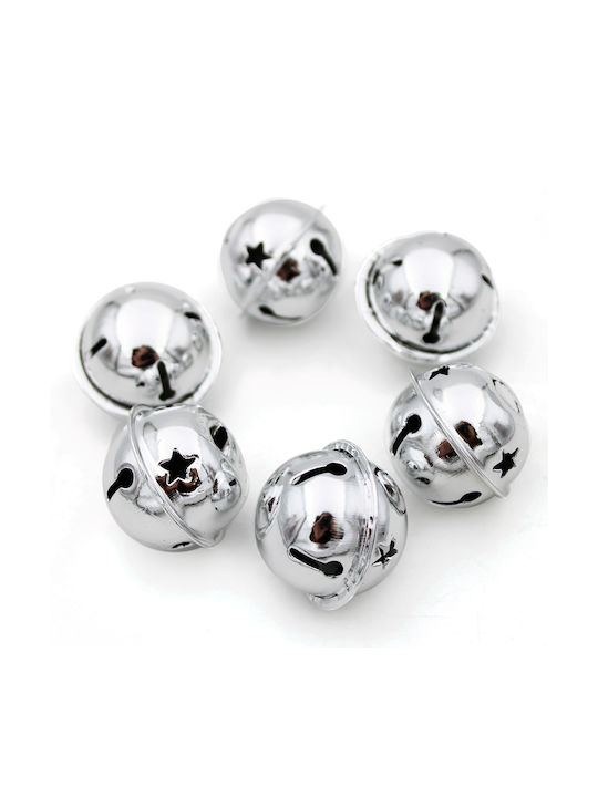 Hanging Bell Ornament Silver 2.5x3cm Set 6pcs