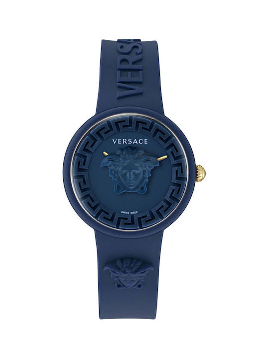 Versace Ρολόι Μπαταρίας με Μπλε Καουτσούκ Λουράκι