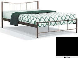 8214 Κρεβάτι Διπλό Μεταλλικό Μαύρο για Στρώμα 140x190cm