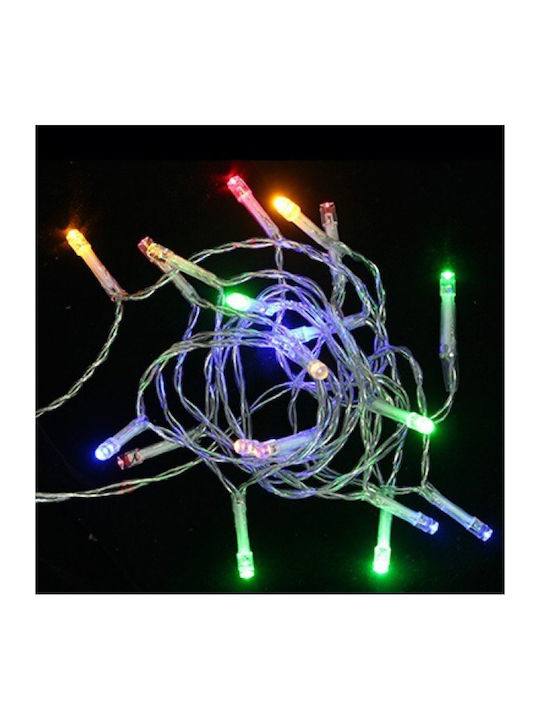 20 Becuri de Crăciun LED Multicolour Battery de tip String cu Transparent Cable