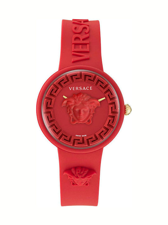 Versace Medusa Pop Γυναικείο Ρολόι 39mm Μπαταρίας με Κόκκινο Καουτσούκ Λουράκι