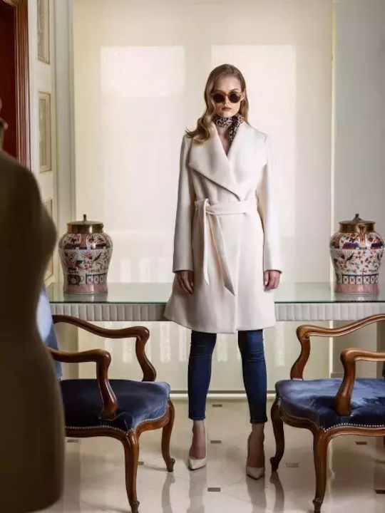 Women's Beige Coat with Belt