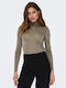 Only Women's Blouse Long Sleeve Turtleneck Brown