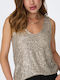 Only Women's Blouse Sleeveless with V Neckline Beige