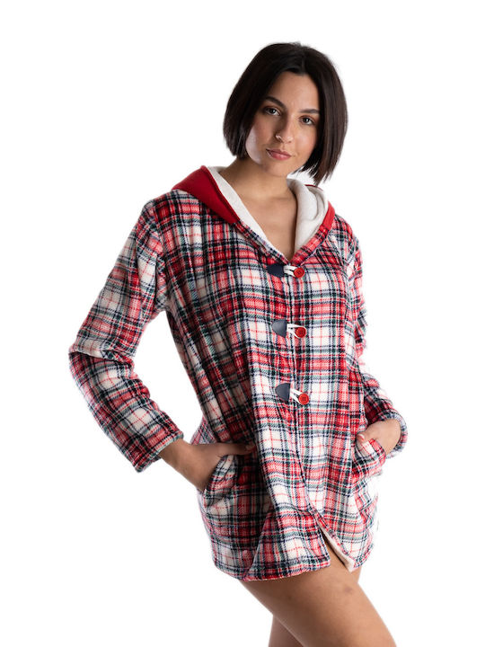 Rachel Winter Women's Fleece Pyjama Jacket Red