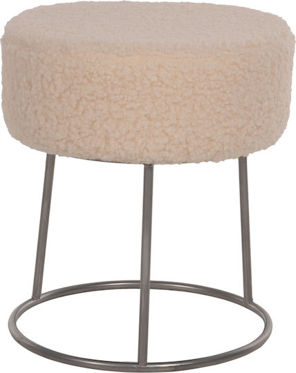 Taburet de Living Tapițat cu Țesătură Bouclé Karlo Alb 35x35x41 cm