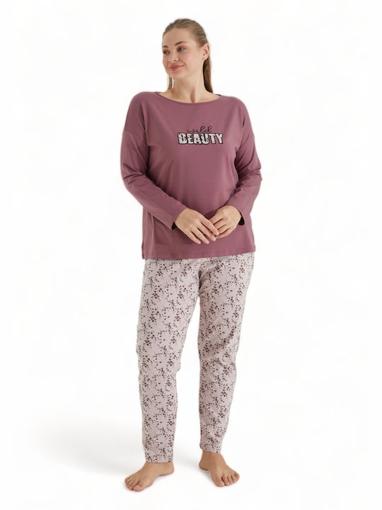 Sexen Women's Winter Cotton Pajama Blouse Wild Beauty Pink