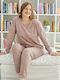 Sexen Winter Damen Pyjama-Set Baumwolle Camel Simplicity