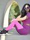 Women's Set with Long High Waist Purple Leggings